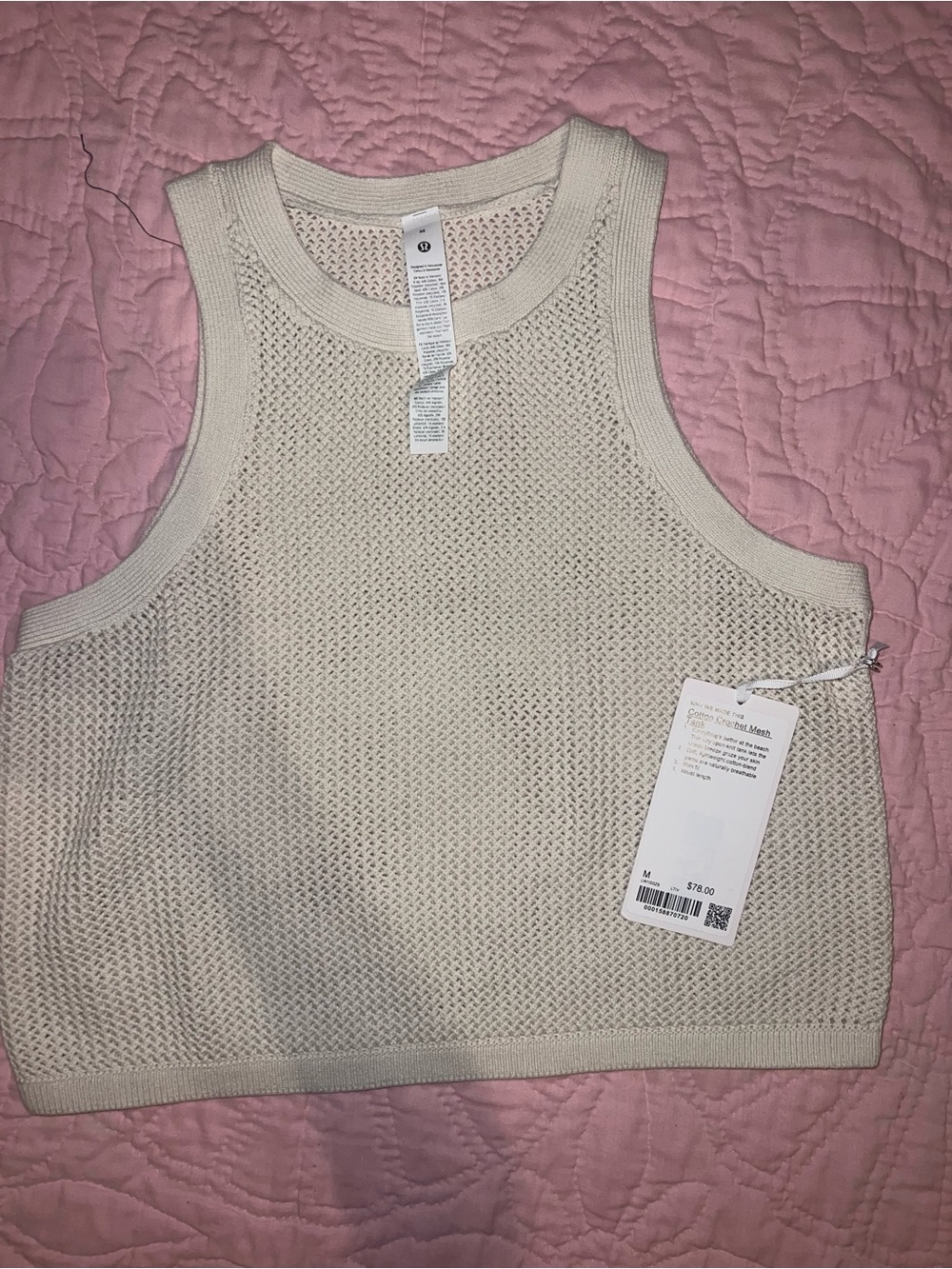 Lululemon sleeveless crochet top (white) - Medium - NWT